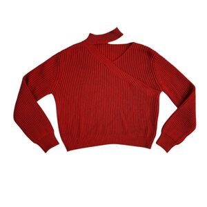 SHEIN Red Knit Cut-Out Neck Sweater – Size Small
